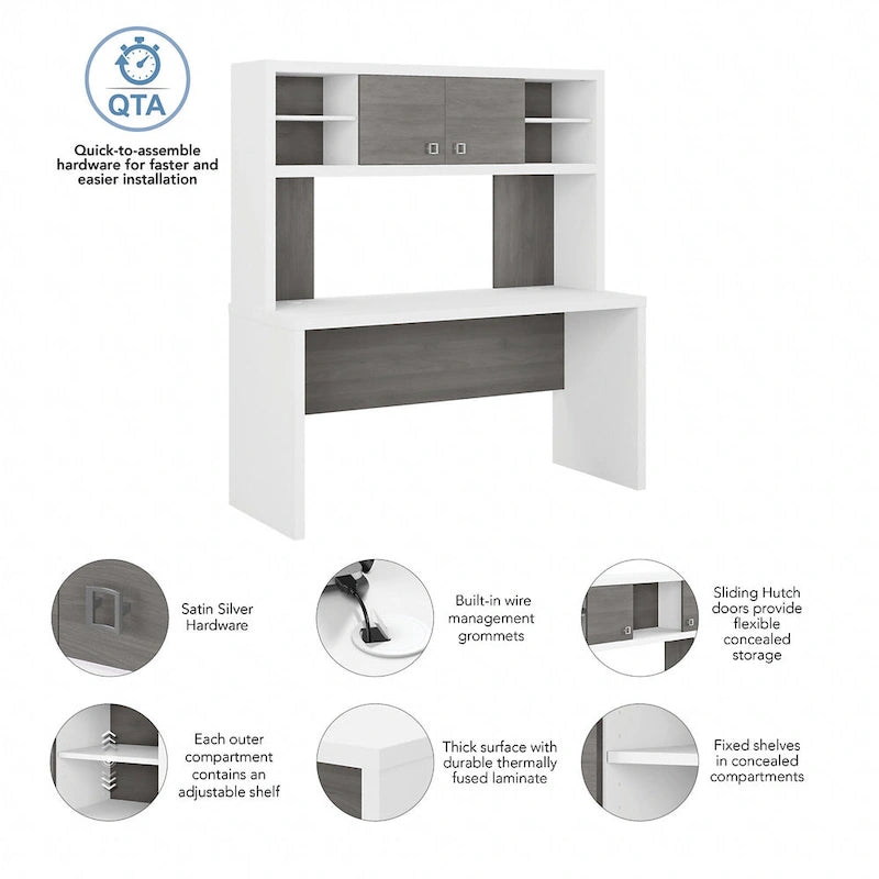 Bureau avec crédence et étagère supérieure