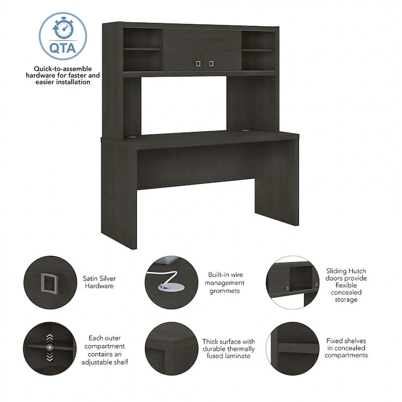 Bureau avec crédence et étagère supérieure