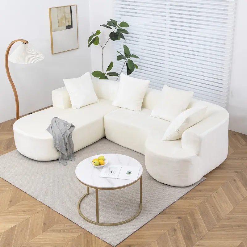 99.61 modulares gepolstertes Ecksofa, modernes L-förmiges Kompressionssofa für 3 Personen mit Chaiselongue, linksseitige Ausrichtung