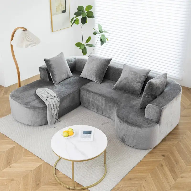 99.61 modulares gepolstertes Ecksofa, modernes L-förmiges Kompressionssofa für 3 Personen mit Chaiselongue, linksseitige Ausrichtung