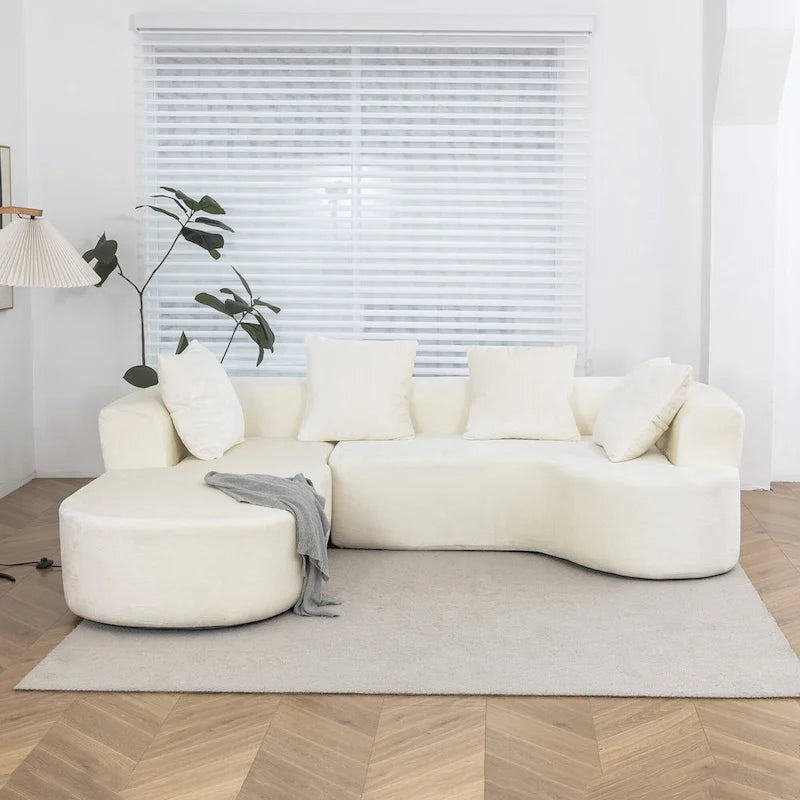 99.61 modulares gepolstertes Ecksofa, modernes L-förmiges Kompressionssofa für 3 Personen mit Chaiselongue, linksseitige Ausrichtung