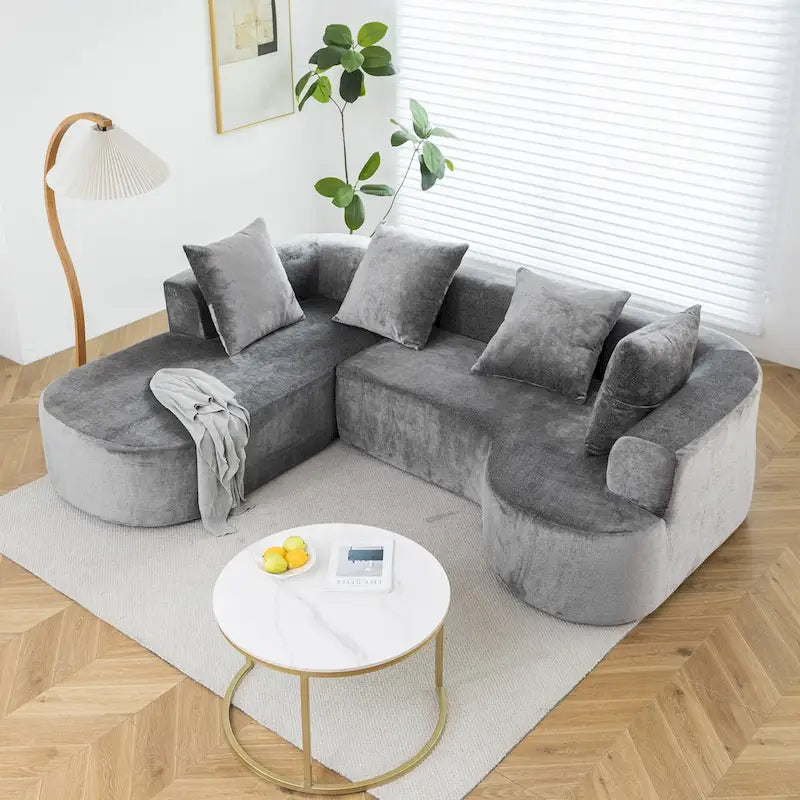 99.61 modulares gepolstertes Ecksofa, modernes L-förmiges Kompressionssofa für 3 Personen mit Chaiselongue, linksseitige Ausrichtung