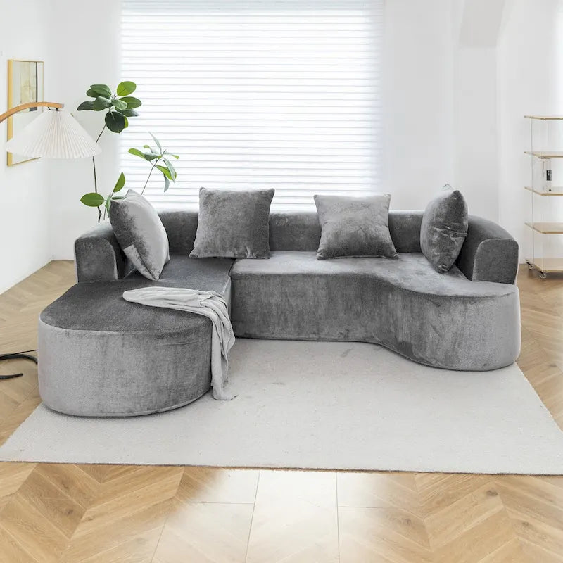 99.61 modulares gepolstertes Ecksofa, modernes L-förmiges Kompressionssofa für 3 Personen mit Chaiselongue, linksseitige Ausrichtung