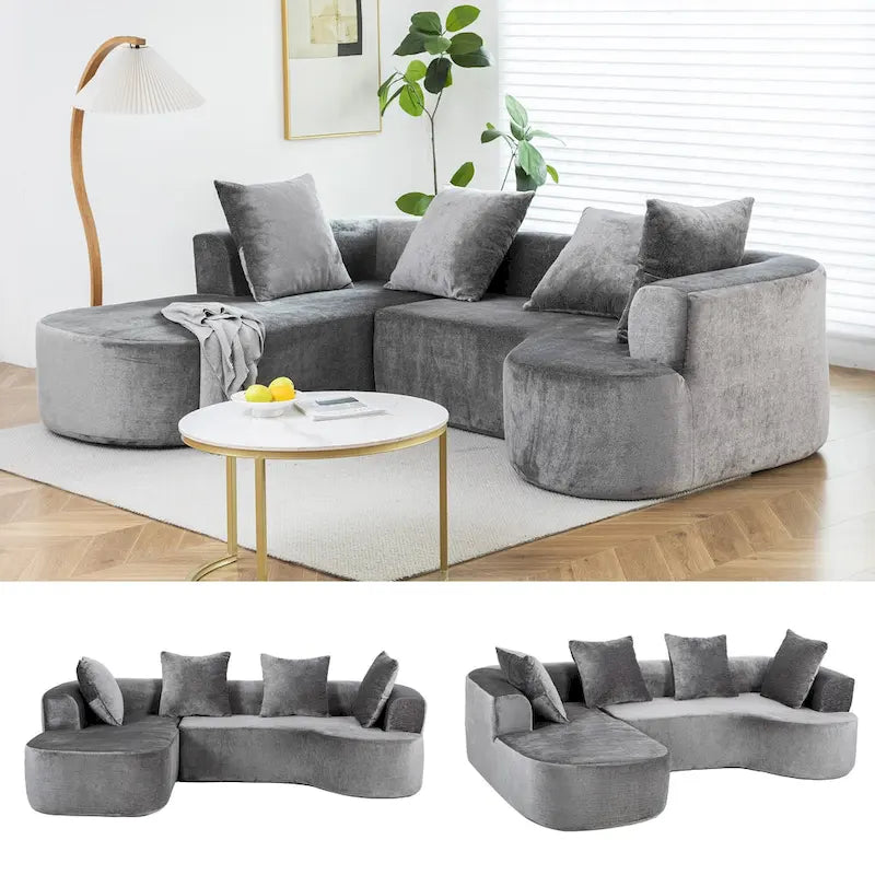 99.61 modulares gepolstertes Ecksofa, modernes L-förmiges Kompressionssofa für 3 Personen mit Chaiselongue, linksseitige Ausrichtung