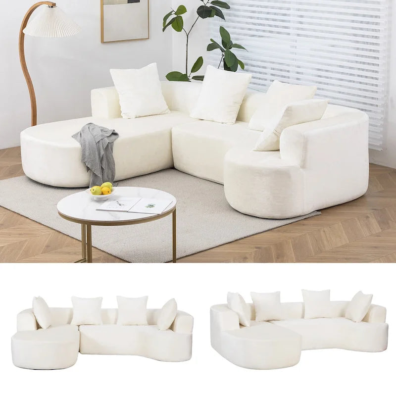 99.61 modulares gepolstertes Ecksofa, modernes L-förmiges Kompressionssofa für 3 Personen mit Chaiselongue, linksseitige Ausrichtung