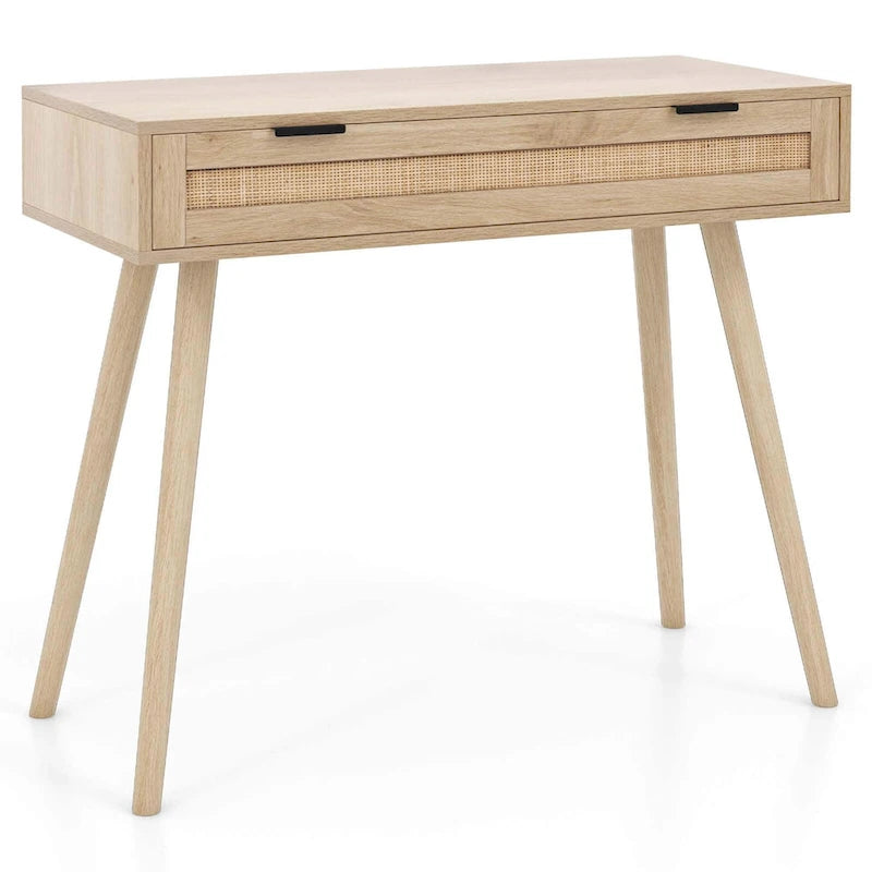 Konsolentisch aus Rattan mit ausziehbarer Schublade, Boho-Stil, für den Eingangsbereich