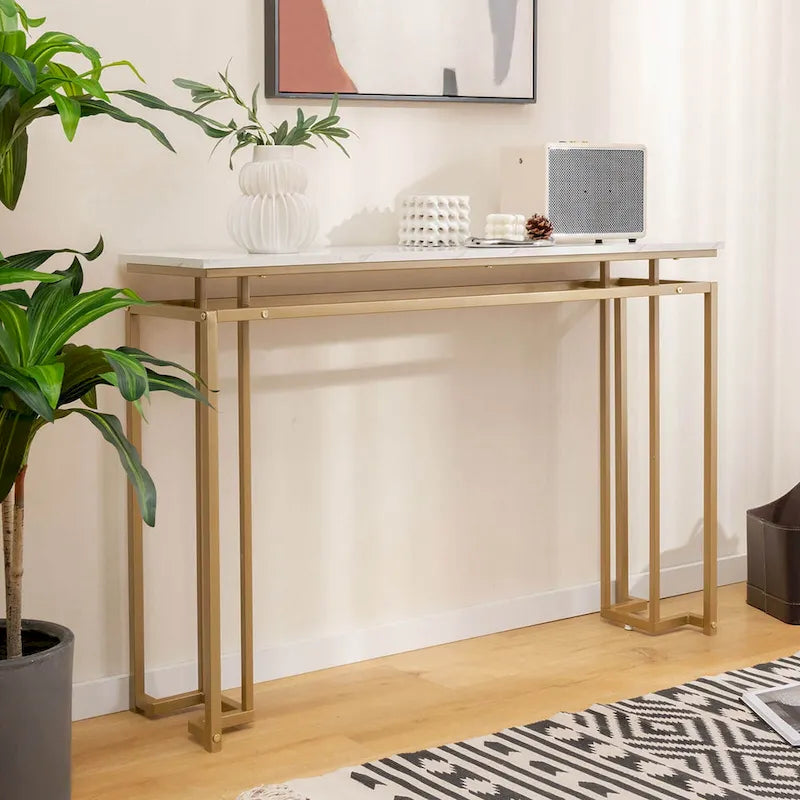 Console moderne pour entrée avec plateau en faux marbre de 47