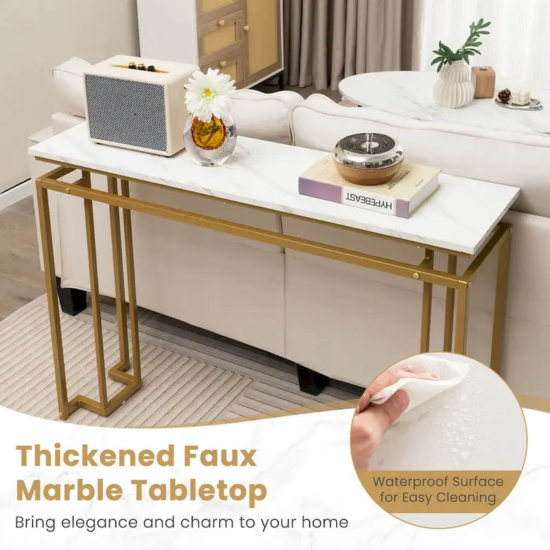 Console moderne pour entrée avec plateau en faux marbre de 47