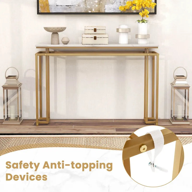 Console moderne pour entrée avec plateau en faux marbre de 47