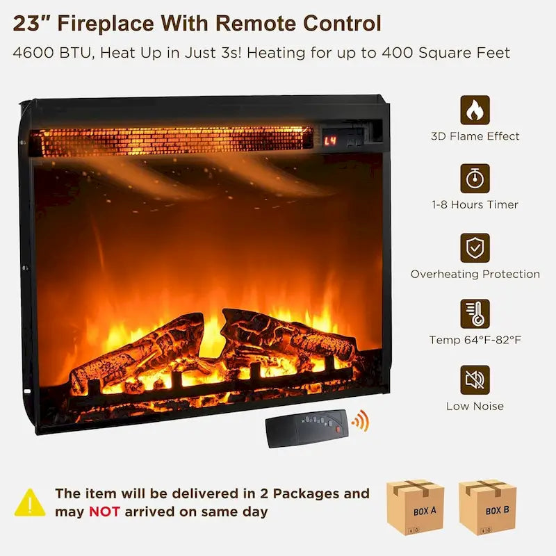 TV-Ständer mit Kamin im Landhausstil, Entertainment-Center mit Bogentür
