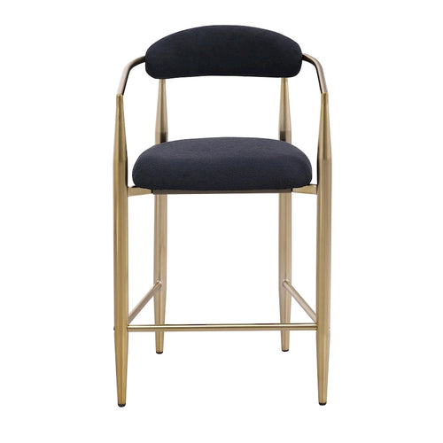 Barhocker, 2er-Set, Tresenstühle mit gepolsterter Rückenlehne, Kücheninselstühle mit Armlehnen und Metallbeinen