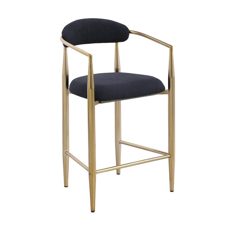 Barhocker, 2er-Set, Tresenstühle mit gepolsterter Rückenlehne, Kücheninselstühle mit Armlehnen und Metallbeinen