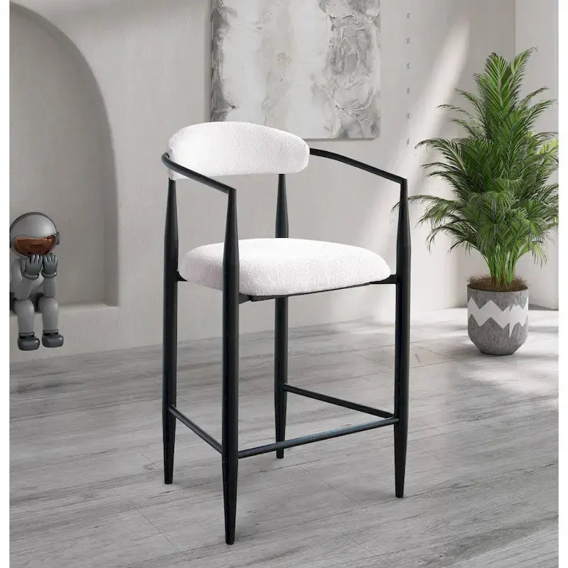 Barhocker, 2er-Set, Tresenstühle mit gepolsterter Rückenlehne, Kücheninselstühle mit Armlehnen und Metallbeinen