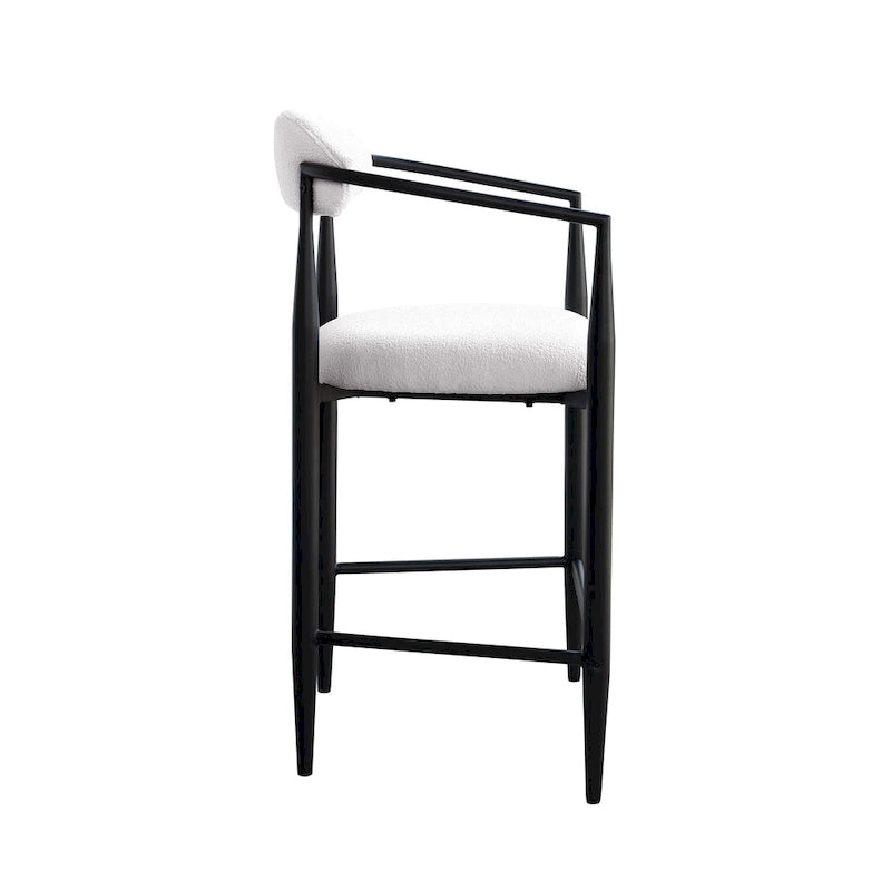 Barhocker, 2er-Set, Tresenstühle mit gepolsterter Rückenlehne, Kücheninselstühle mit Armlehnen und Metallbeinen