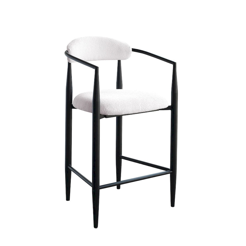 Barhocker, 2er-Set, Tresenstühle mit gepolsterter Rückenlehne, Kücheninselstühle mit Armlehnen und Metallbeinen