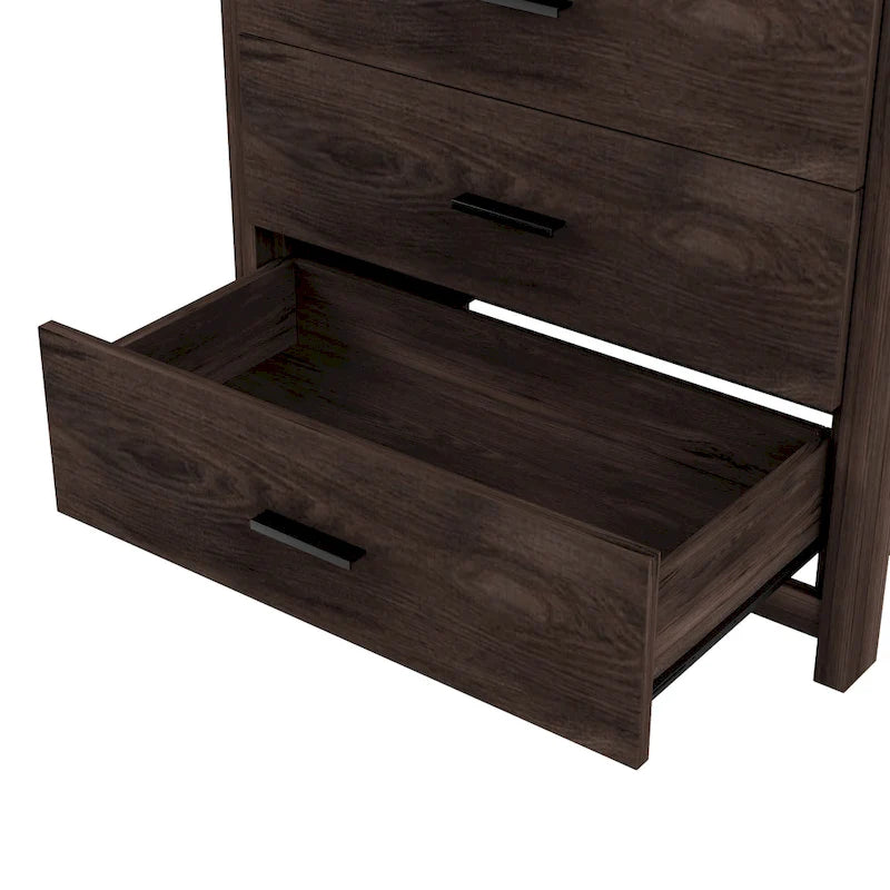 Kommode im Retro-Stil aus Holz mit 5 Schubladen und Metallgriffen fürs Schlafzimmer
