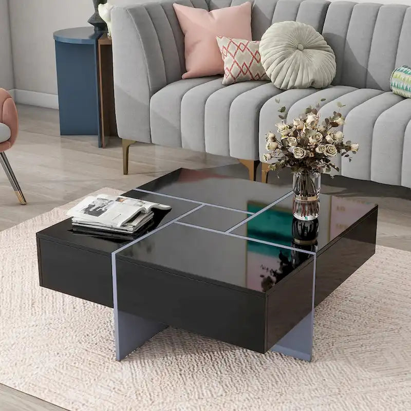 Table basse moderne et tendance avec rangement caché - 31.50 x 31.50 x 13.80