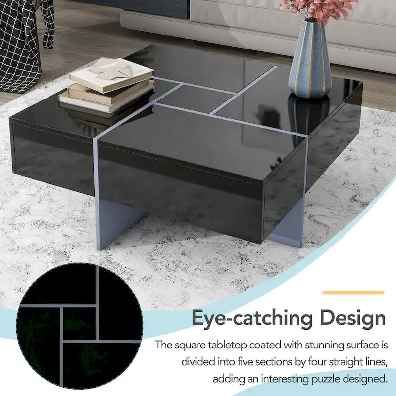 Table basse moderne et tendance avec rangement caché - 31.50 x 31.50 x 13.80