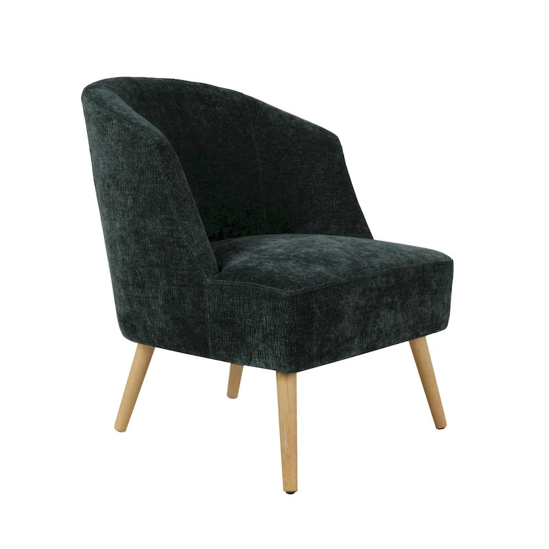 Akzent-Sesselfauteuil aus Cord mit Beinen aus Gummibaumholz