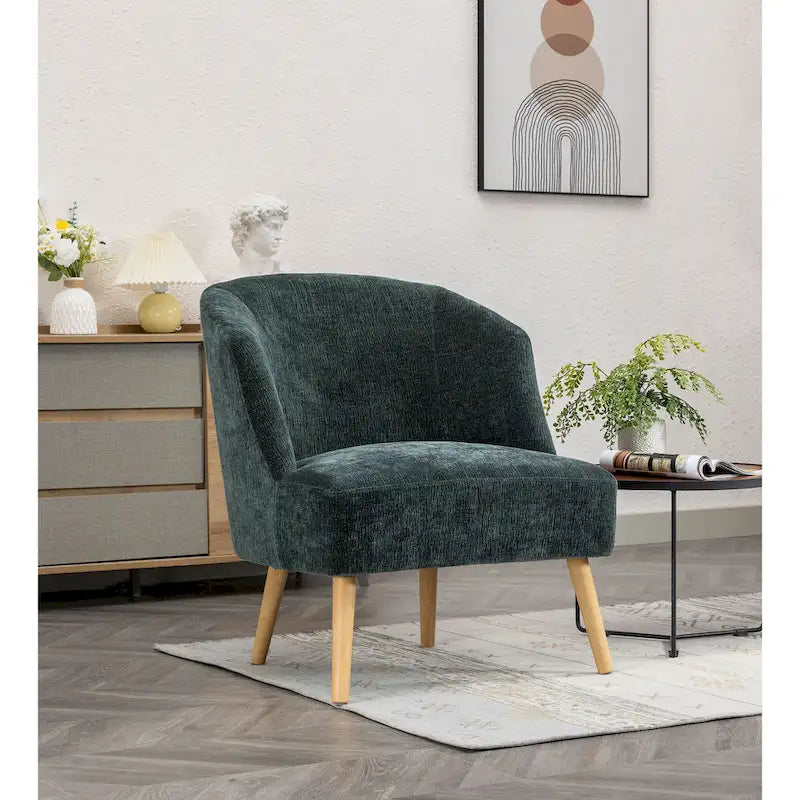 Akzent-Sesselfauteuil aus Cord mit Beinen aus Gummibaumholz