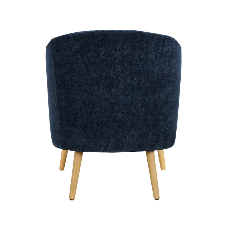 Fauteuil d’appoint tonneau en velours côtelé avec pieds en bois d’hévéa