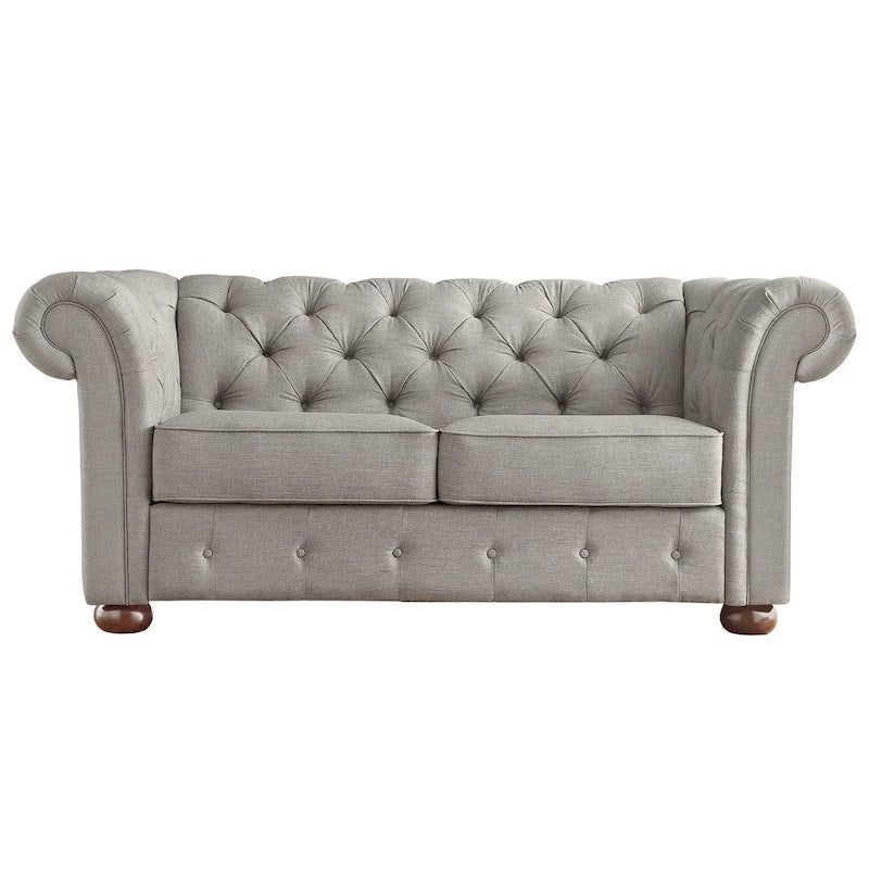 Chesterfield-Zweisitzer mit geknöpften Polsterungen und geschwungenen Armlehnen