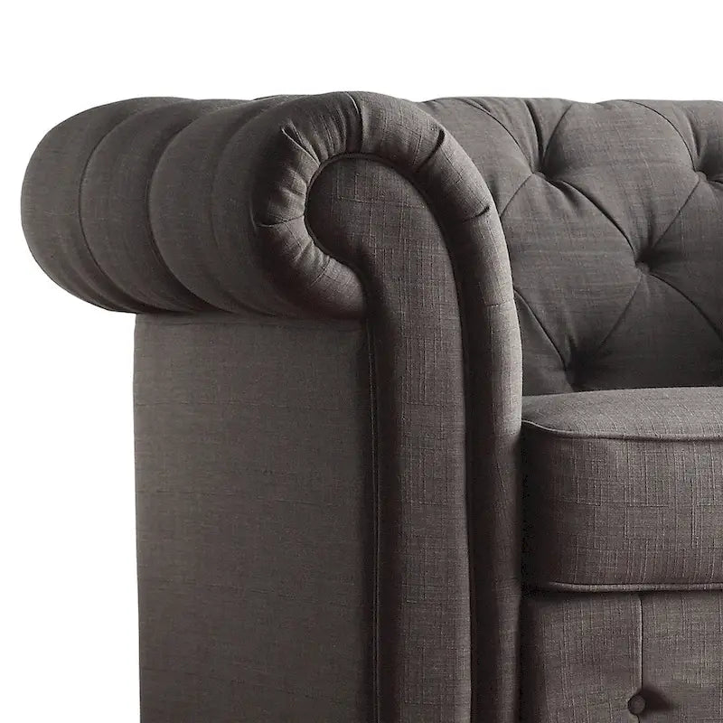Chesterfield-Zweisitzer mit geknöpften Polsterungen und geschwungenen Armlehnen