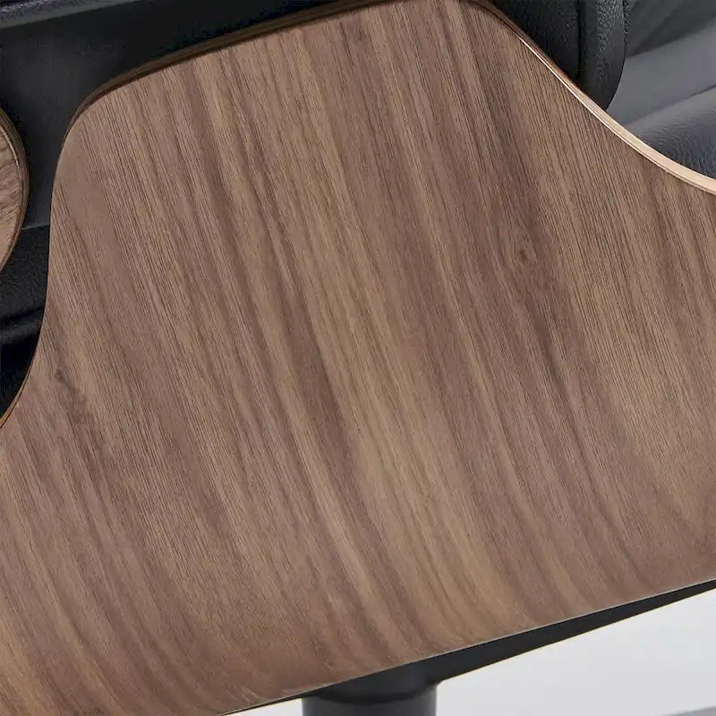 Ensemble fauteuil de détente et ottoman moderne du milieu du siècle en cuir véritable