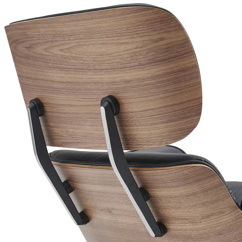 Ensemble fauteuil de détente et ottoman moderne du milieu du siècle en cuir véritable