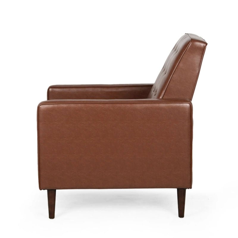 Relaxsessel aus Kunstleder im Mid-Century-Stil mit Knopfheftung