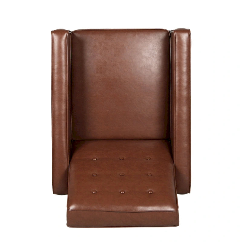 Fauteuil inclinable en similicuir de style milieu du siècle, capitonné à boutons
