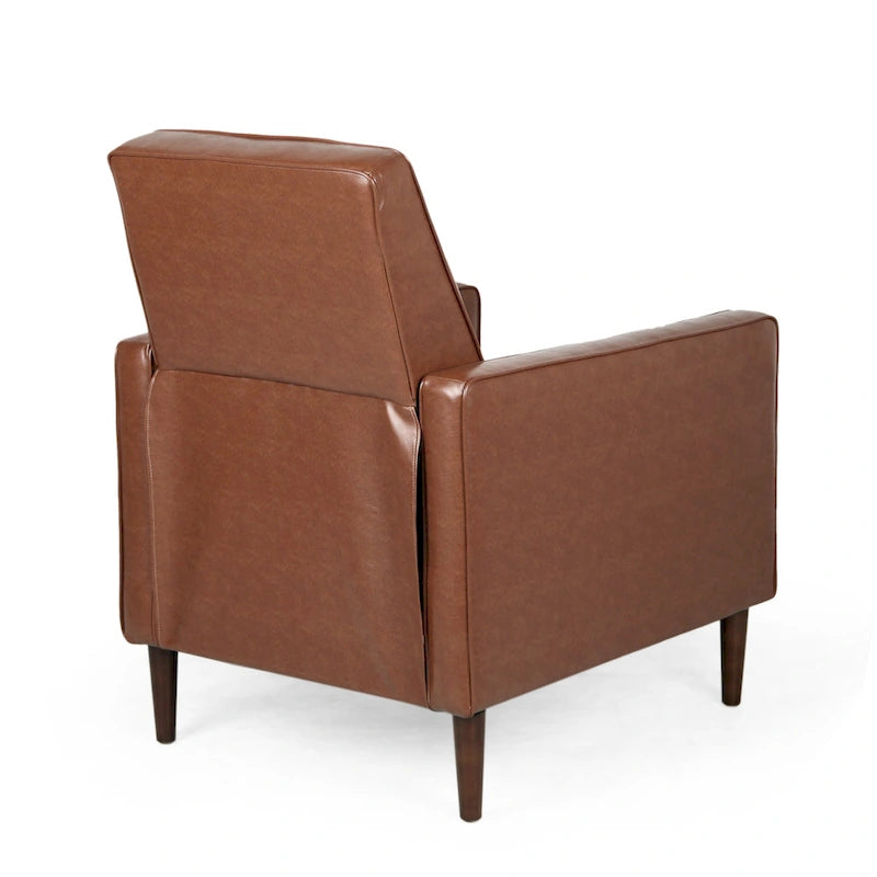 Fauteuil inclinable en similicuir de style milieu du siècle, capitonné à boutons