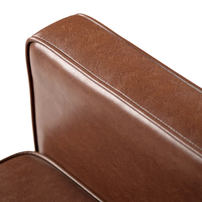 Fauteuil inclinable en similicuir de style milieu du siècle, capitonné à boutons