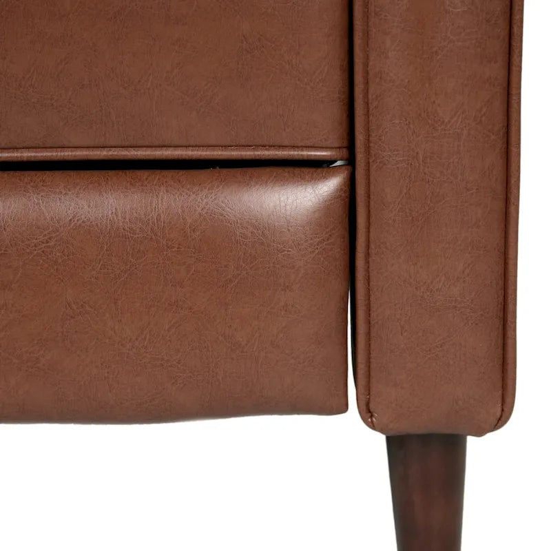Fauteuil inclinable en similicuir de style milieu du siècle, capitonné à boutons