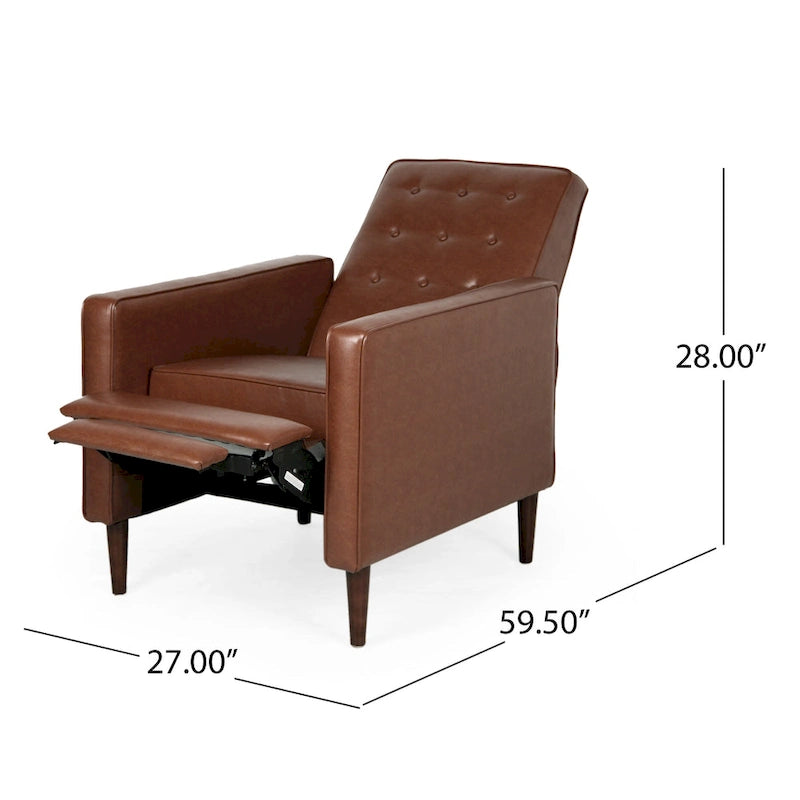 Fauteuil inclinable en similicuir de style milieu du siècle, capitonné à boutons