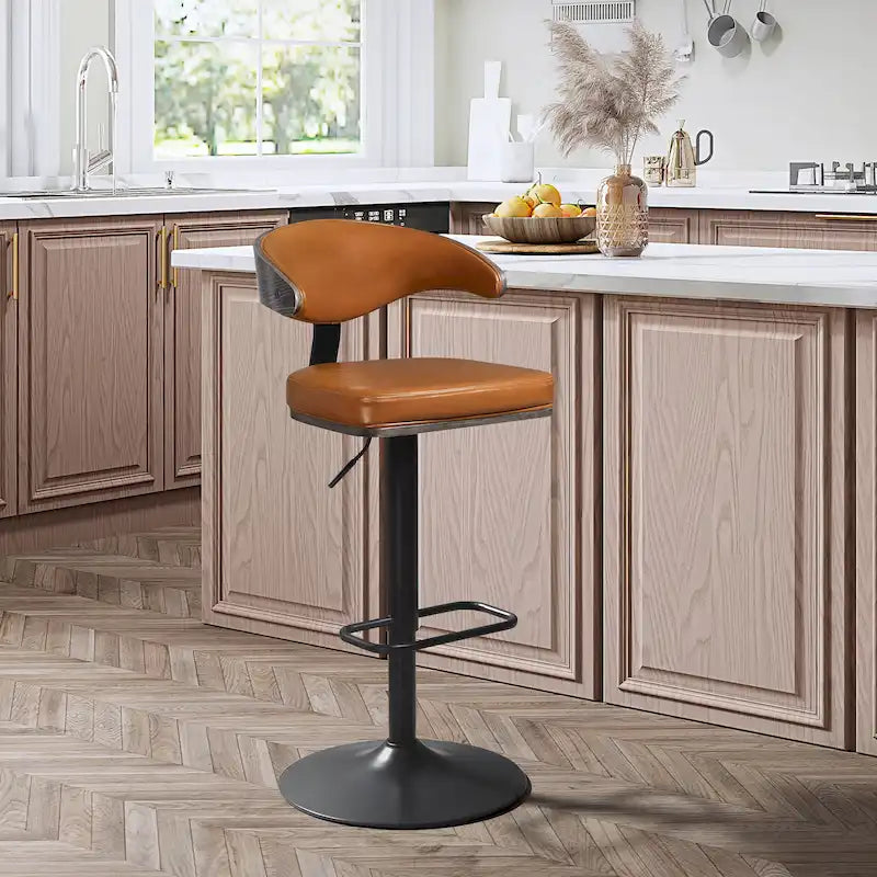 Verstellbare Barhocker mit Bugholzgestell und Drehfunktion