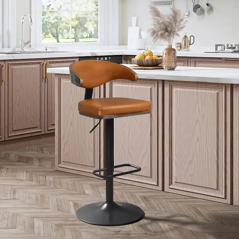 Verstellbare Barhocker mit Bugholzgestell und Drehfunktion