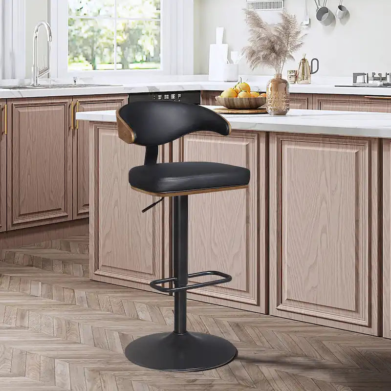 Verstellbare Barhocker mit Bugholzgestell und Drehfunktion