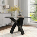 Mesa de comedor redonda contemporánea con tablero de vidrio de 52 pulgadas