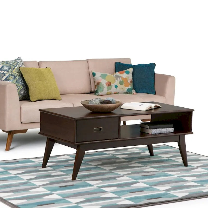 COUCHTISCH AUS MASSIVHOLZ, 48 Zoll breit, rechteckig, im Mid-Century-Modern-Stil - 48 W x 22 D x 20 H