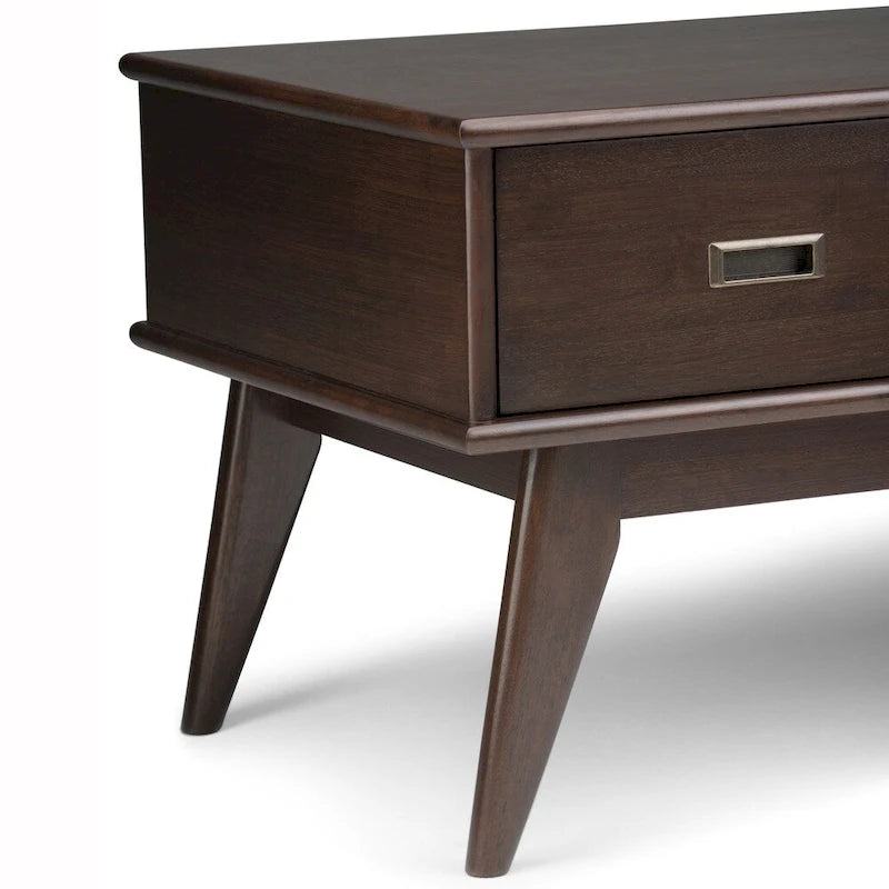 Table basse rectangulaire de style moderne du milieu du siècle en bois massif, largeur de 48 pouces - 48 W x 22 D x 20 H