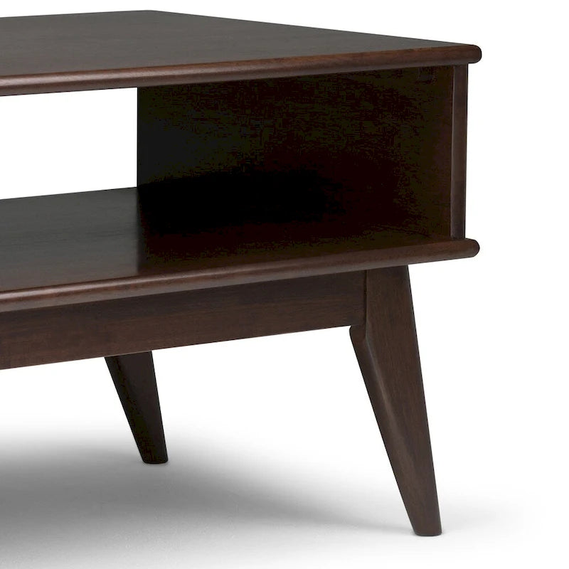 Table basse rectangulaire de style moderne du milieu du siècle en bois massif, largeur de 48 pouces - 48 W x 22 D x 20 H