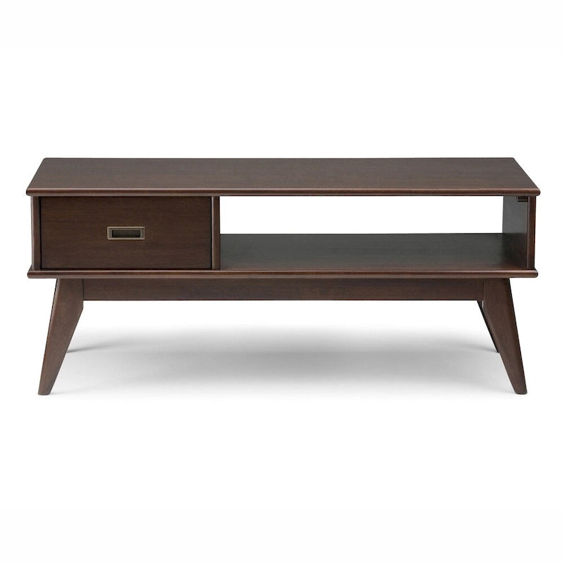 Table basse rectangulaire de style moderne du milieu du siècle en bois massif, largeur de 48 pouces - 48 W x 22 D x 20 H