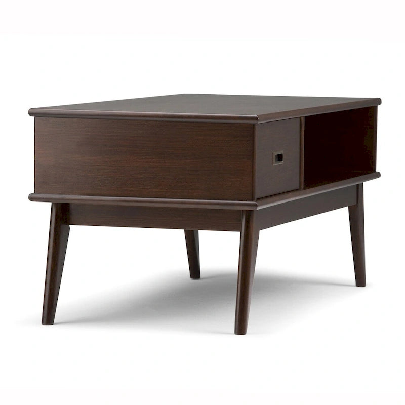 Table basse rectangulaire de style moderne du milieu du siècle en bois massif, largeur de 48 pouces - 48 W x 22 D x 20 H