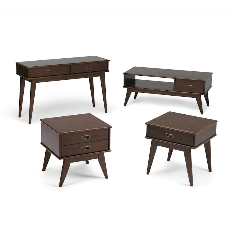 Table basse rectangulaire de style moderne du milieu du siècle en bois massif, largeur de 48 pouces - 48 W x 22 D x 20 H