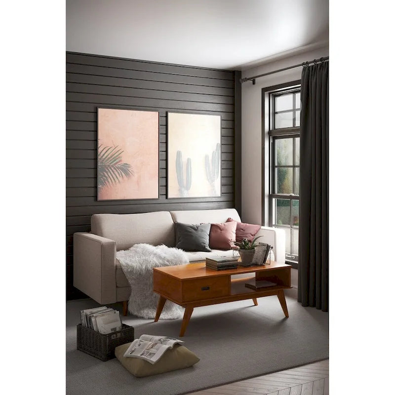 Table basse rectangulaire de style moderne du milieu du siècle en bois massif, largeur de 48 pouces - 48 W x 22 D x 20 H