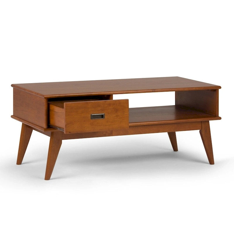 Table basse rectangulaire de style moderne du milieu du siècle en bois massif, largeur de 48 pouces - 48 W x 22 D x 20 H