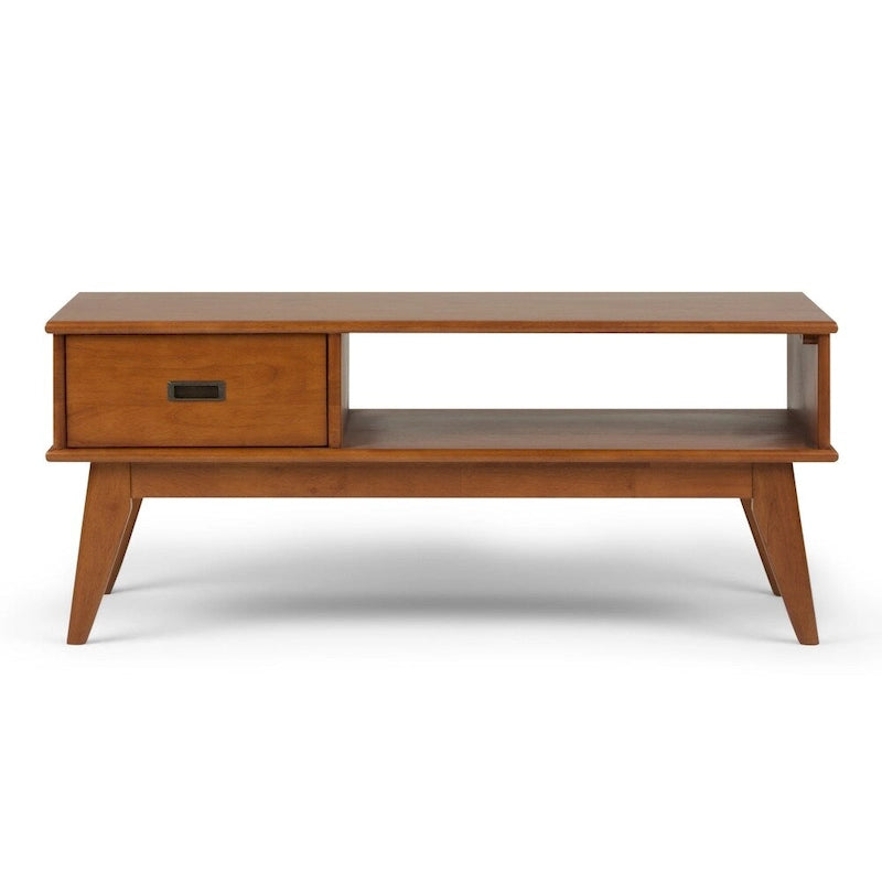 Table basse rectangulaire de style moderne du milieu du siècle en bois massif, largeur de 48 pouces - 48 W x 22 D x 20 H