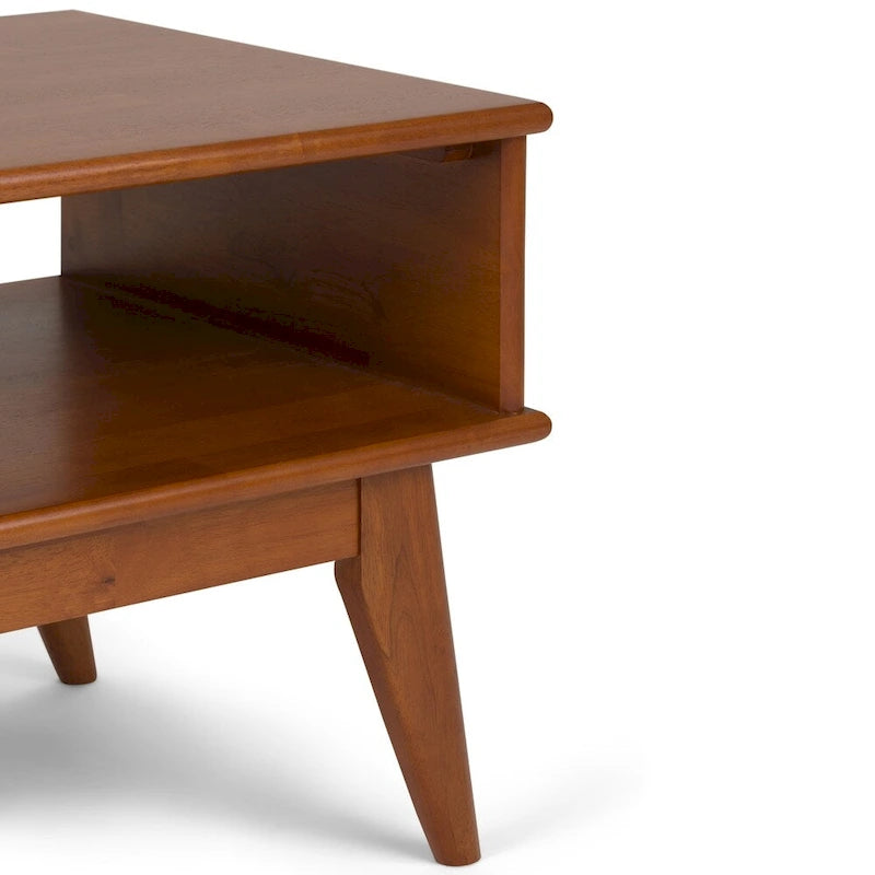 Table basse rectangulaire de style moderne du milieu du siècle en bois massif, largeur de 48 pouces - 48 W x 22 D x 20 H
