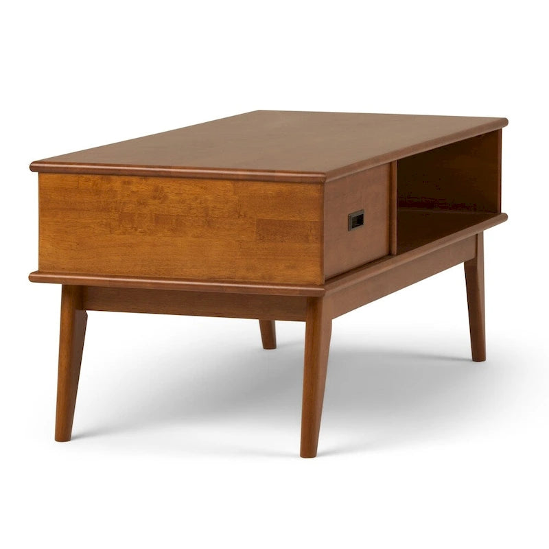 Table basse rectangulaire de style moderne du milieu du siècle en bois massif, largeur de 48 pouces - 48 W x 22 D x 20 H